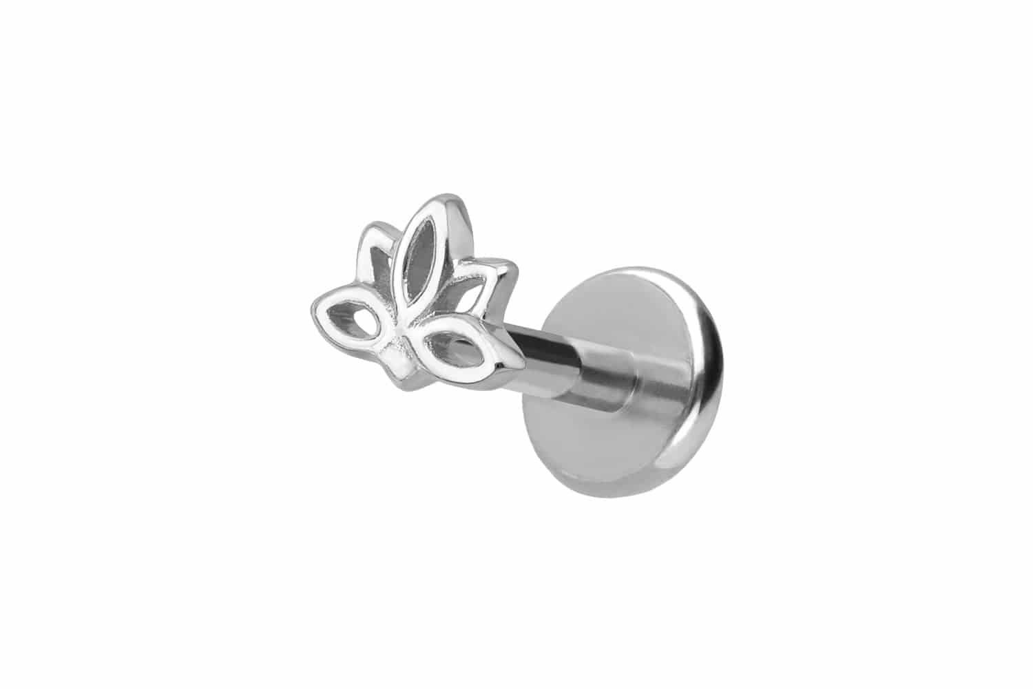 Titan Labret Piercing mit Innengewinde + 925er Silber Aufsatz LOTUSBLÜTE